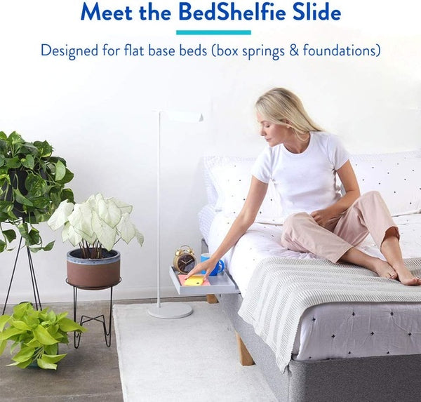 BedShelfie Slide - perfect for Flat Base Beds (Box Springs & Foundations) - BedShelfie