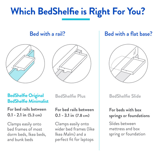 BedShelfie Plus - Bamboo Bedside Shelf / Space-Saving Floating Nightstand (Plus Size in White)