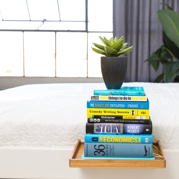 BedShelfie - Modern Bamboo Bedside Shelf / Space-Saving, Floating Nightstand (in Natural Bamboo) - BedShelfie