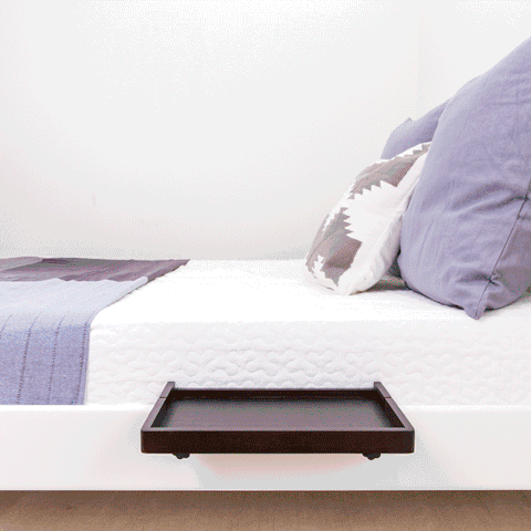 BedShelfie - Bamboo Bedside Shelf / Space-Saving Floating Nightstand (in Black) - BedShelfie